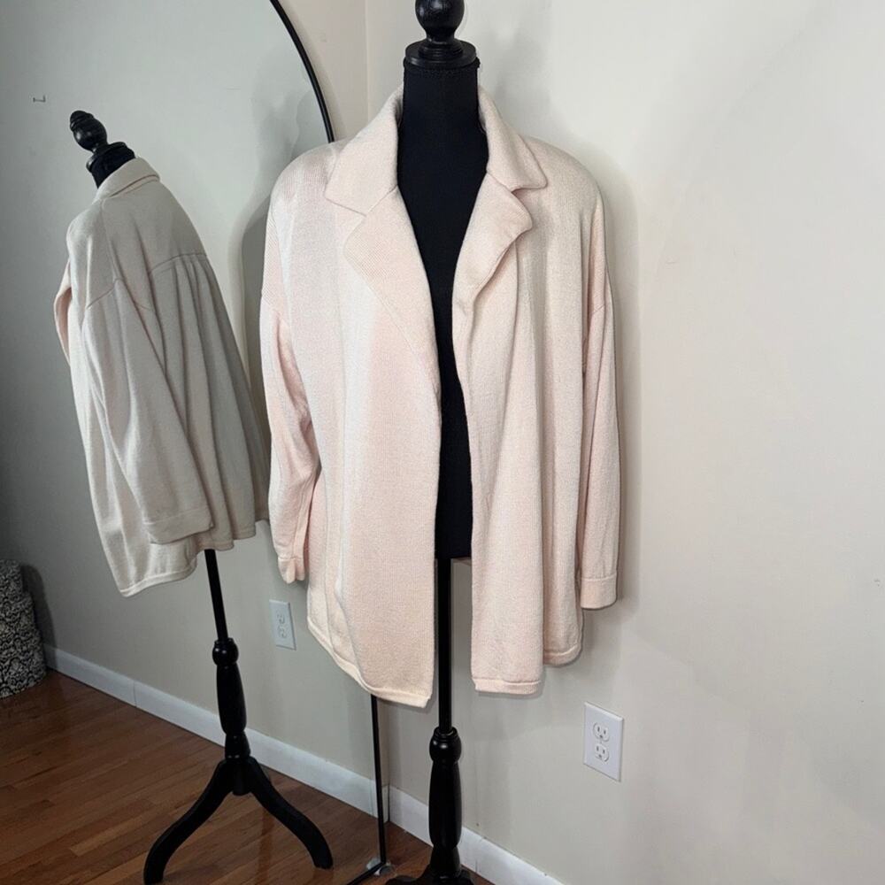 St. John Santana Knit Open Front Blazer Jacket Pink Size L